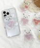 [당일출고]반짝이 투명 아크릴 하트품은 곰돌이 그립톡 투명 아이폰케이스